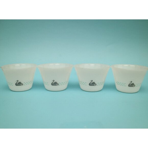 Vintage Retro Dynaware Mexico Gray Swimming Swan Custard Cups (Set of 4) - Picture 6 of 7